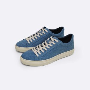 Unisex Blue Denim Canvas Lowtop Sneakers Casual Laceup