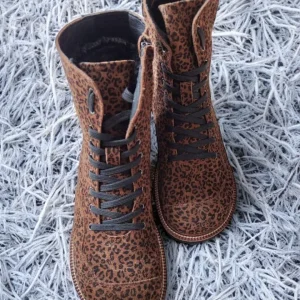 Leopard Print Boots Women Anatomical Lace Up Combat